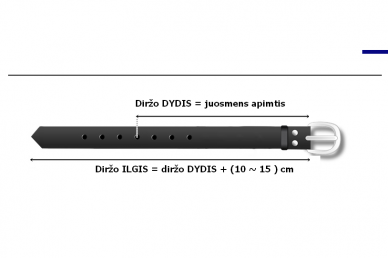 Juodas odinis 2,5cm pločio Beltimore moteriškas diržas su sagtimi D54 4