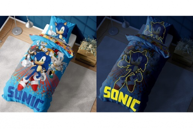 Medvilninė tamsoje šviečianti patalynė Sonic  1